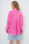 Women's Pink Single Pocket Oversize Satin Shirt Alc-X13687 - 5