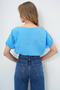 Women's Blue Muslin Fabric Boat Neck Woven Crop Blouse Alc-X13694 - 5