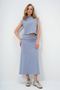 Women's Painted Gray Ring Stand Collar Blouse and Skirt Suit Alc-X13482 - 3