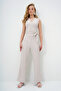 Women's Stone Double-Breasted Collar Striped Self-Tie Jumpsuit ALC-X13800 - 3
