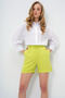 Oil Green Double Pocket Double Leg Hidden Zipper Linen Shorts Alc-X13767 - 3