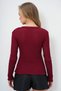 Women's Burgundy Crew Neck Openwork Knitwear Blouse Alc-X13738 - 6