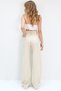 Beige High Waist Five-Pocket Wide Leg Summer Gabardine Trousers Alc-X13761 - 6