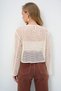 Women's Cream Crew Neck Summer Openwork Guipure Blouse Alc-X13788 - 6