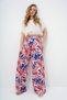Women's Orange Cobalt Blue Elastic Waist Patterned Wide Leg Pants Alc-X13782