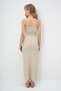 Women's Cream Wrinkled Fabric Side Gathered Summer Strapless Dress Alc-X13413 - 6