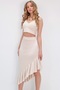 Women's Beige Asymmetrical Cut Skirt Ruffled Scuba Fabric Skirt Alc-X13764 - 4