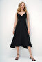 Women's Black Adjustable Strap Double Breasted Neck Woven Dress Alc-X13796 - 3