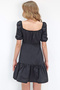 Women's Black Square Neck Balloon Sleeve Poplin Mini Dress Alc-X13594 - 5