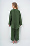 Women's Walnut Green Lace-Up Front Kimono Jacket and Palazzo Pants Set Alc-X12452 - 6