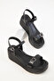 Black Women's Wedge Heeled Shoes 20391 - 2