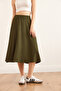 Women's Khaki Elastic Waist Flowy Twist Skirt Etk- 19000258 - 5