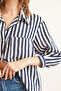 Women's Navy Blue Pocket Striped Bofriend Modal Textured Shirt Gml- 19001296 - 6