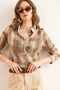 Women's Brown Textured Color-Gradient Regular Fit Shirt GML-19001297 - 6