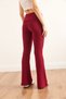 Women's Burgundy Folded Waist Spanish Flared Soft Taty Tyt-19000091 - 7
