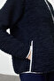 Navy Blue Plush Knitted Sports Sweatshirt Thmaw23Sw00021 - 4