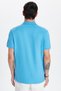 Men's Slim Fit Slim Fit 100% Cotton Blue Polo Neck T-Shirt - 5