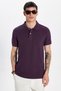 Men's Slim Fit Slim Fit 100% Cotton Plum Polo Neck T-Shirt - 3
