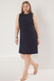 Navy Blue Mini Gold Button Sleeveless Woven Plus Size Dress Tbbss25Ah00169 - 2