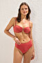 Kiremit Simli Aksesuarlı Straplez Kaplı Regular Yüksek Bel Bikini Takımı TBESS24BT00054 - 6