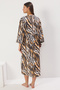 Zebra Print Maxi Woven Drawstring Detail Beach Dress Tbess25El00017 - 4