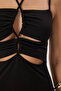 Siyah Dokuma Cut Out Detaylı Maxi Plaj Elbise TBESS25EL00079 - 3
