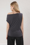 Anthracite More Sustainable Fluid Fabric Fitted Asymmetric Collar Modal Premium Knitted Blouse Twoss25Bz00398 - 4