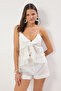 Ecru Ruffle Blouse Shorts Set Tbess25Au00030 - 6