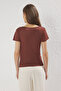 Kahverengi Büzgü/Drape Detaylı Fitted/Vücuda Oturan Örme Bluz TWOSS25BZ00278 - 4