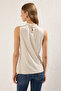 Stone Modal High Neck Knitted Blouse with Ruffle and Slit Detail Twoss24Bz00359 - 4