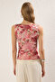 Çok Renkli Fitted/Vücuda Oturan Büzgü/Drape Detaylı Örme Bluz TWOSS25BZ00384 - 4