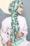 Floral Pattern Mint Green Soft Cotton Shawl - 3