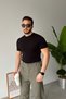 Kama Men's Crew Neck Cotton Regular Fit Short Sleeve Black Slim Knitwear T-Shirt - 6