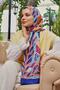 Blue Soft Cotton Tropical Leaf Patterned Shawl