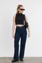 Dark Blue Stretch Fabric Wide-Leg Trousers 11104 - 3