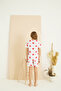 Ecru Heart Patterned Cotton Crew Neck Knitted Shorts Set 25105037 - 5