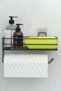Paper Roll Towel Holder with Adhesive Shelf Napkin Holder Towel Paper Holder Black Bathroom Kitchen Organizer Shelf - 2