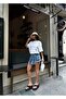 Denim Mini Denim Shorts Skirt with Cargo Pocket and Belt - 4