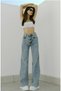 Pera Women's Snow Wash Blue High Waist Lycra Palazzo Wide Leg Jeans Jeans - 3