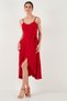 Belt and Button Detailed Flounce Regular Fit Midi Length Dress Dress 67810145 - 7