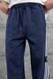 Men's Sweatpants Ynzay-3 Written on the Bottom Navy Blue Oversize Baggy Loose Fit 3 Yarns Without Thread - 4