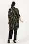 Women's Khaki Patterned Cotton Viscose Large Size Tunic - 4