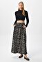 Women's Luna Elastic Waist Pocket Gray Leopard Long Maxi Length Skirt - 2