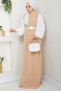 Rose Belt Sleeves Chiffon Evening Dress Beige Hm2666 - 3