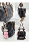 Wrinkled Faux Leather Black Tan Hand and Shoulder Bag 2250 - 4