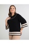 Women's Large Size Stylish Blouse with Stone and Tulle Detail on the Neckline - 2