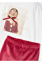Girl's Blouse Velvet Leggings Set White-Red 4705 - 2