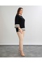 Women's Large Size Stylish Blouse with Stone and Tulle Detail on the Neckline - 4