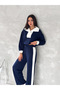 Soft Texture Plain Line Turn-Down Collar Tracksuit Set with Side Stripes