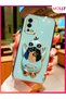 Luxury Silicone Case for Oppo A55 with Water Green Cute Duck Stand Edge Gold Detail